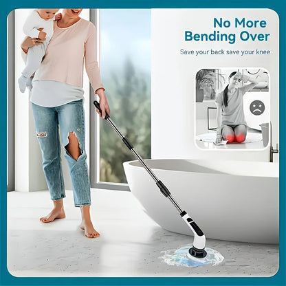 9 in 1 Multifunctional Handheld Electric Cleaning Brush With Telescopic Function, Bathroom Floor And Kitchen Cleaning Tool