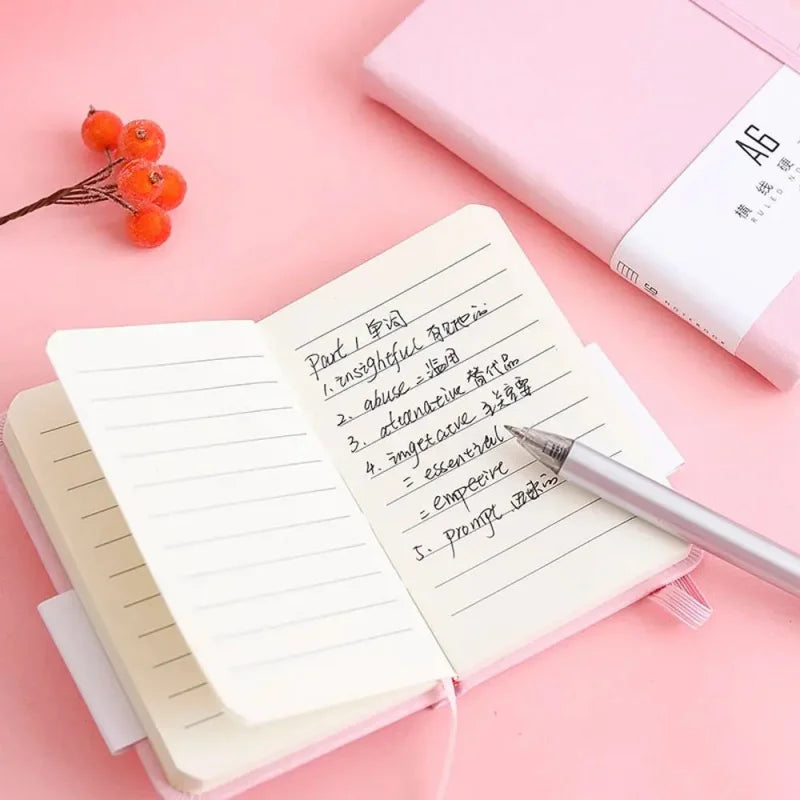 96Page/This pink colorA6 A7Portable Notebook，Simple Mini Notebook Office Memo，Student Office Diary Planner Pocket Notebook