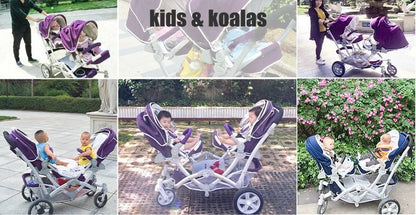 Foldable Twin Baby Stroller,Double Seat Baby Stroller for Two Babies,Shock-absorbing Twin Baby Stroller,Multi-function