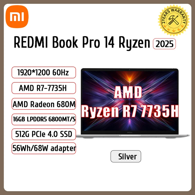 Xiaomi Laptop REDMI Book 14 /REDMI Book 16 R5-7535H/R7-7735H 16G 512G SSD Thin Notebook Game Office Design Laptop