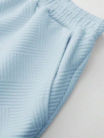 Men's Textured Letter Patched Round Neck Tee & Drawstring Shorts Two-Piece Set Regular Fit Casual Short Sleeve T shirt & Shorts