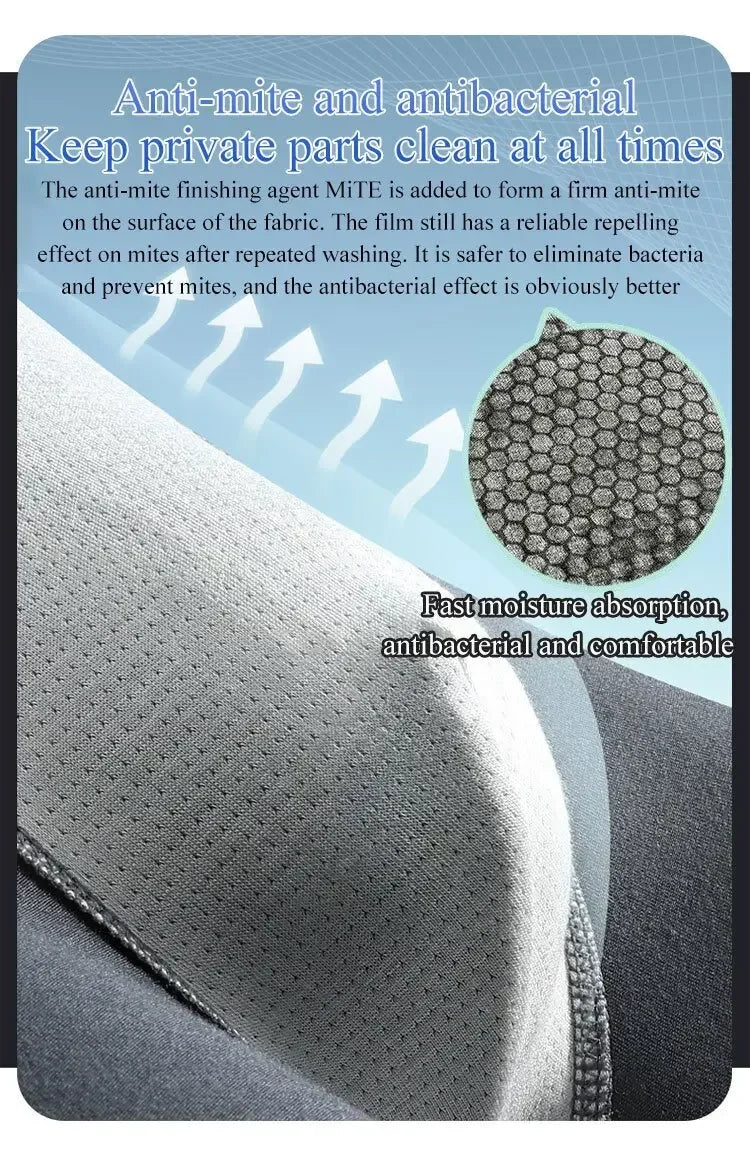 Men’s Boxer Shorts Non-Marking Mid Waist Anion Technology Comfort Underwear Breathable Massage Design Black Men’s Underpants