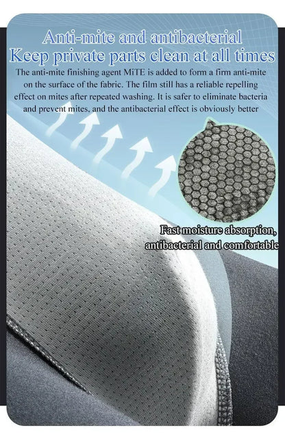 Men’s Boxer Shorts Non-Marking Mid Waist Anion Technology Comfort Underwear Breathable Massage Design Black Men’s Underpants