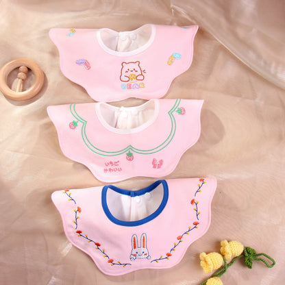 Cute Embroidery Cotton Baby Bibs Autumn New Infant Bib Newborn Burp Cloths for Kids Boy Girl Spring Soft Feeding Saliva Towel