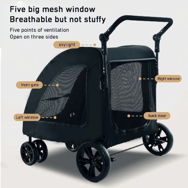 Large-sized Pet Stroller for Outdoor Travel Dog Mobility Scooter Large Capacity Dog Car Multifunctional Foldable Pet Stroller