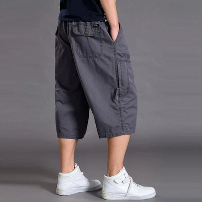 New Summer Men Cotton Thin Casual Shorts Man Elastic Waist Loose Jogger Cargo Shorts Pants Quality Male Straight Pants Size 6XL