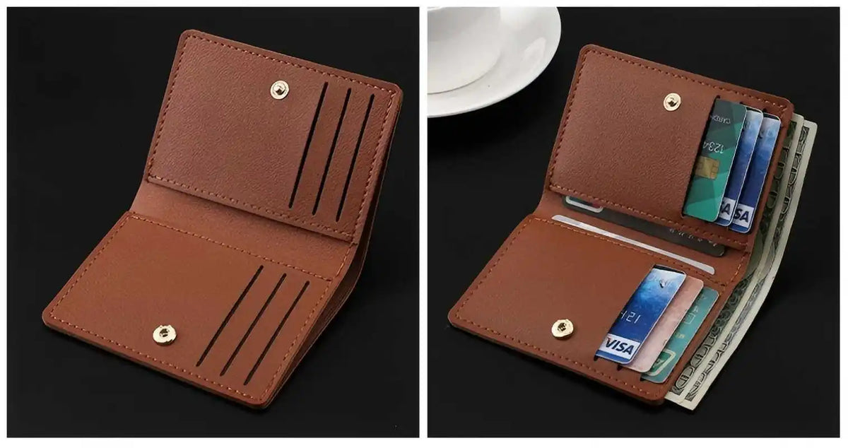 Homefish Solid Color PU Leather Small Wallet for Short Simple Women's Purse with Buttons Ultra Thin Credit Card Bag Coin Purse