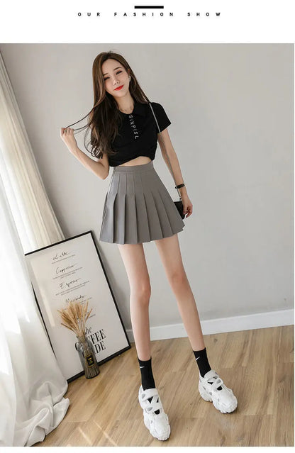 Preppy Style Women Pleated Skirt High Waist A-Line Mini Skirt School Girl Skirt JK Uniform Skirt Skater Skirt Black Plus Size