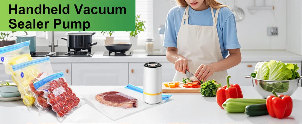 Electric Air Pump Vacuum Sealer Pump Rechargeable Automatic Sealing Machine with Reusable Vacuum Sealer Bags Food Packaging Bag
