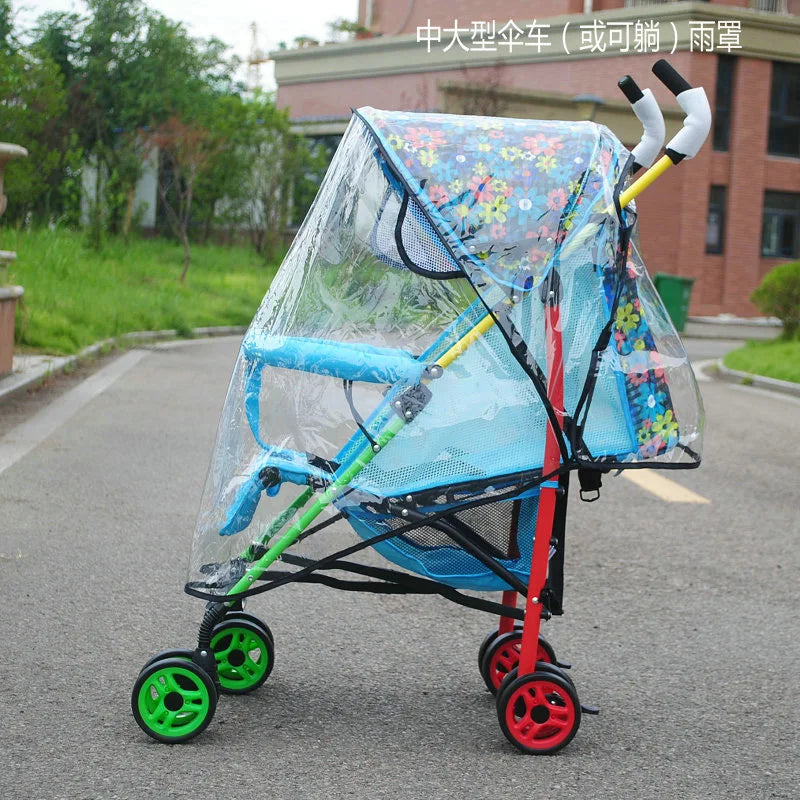Transparent Baby Trolley Rain Cover Universal Waterproof Breathable Stroller Raincoat Zipper Opens Umbrella for Cart Accessories