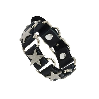 New Punk Dark PU Bracelet For Women Men Hip Hop Rock Chain Multi Layered Bracelet Trend Retro Gothic Jewelry Dancer Accessories