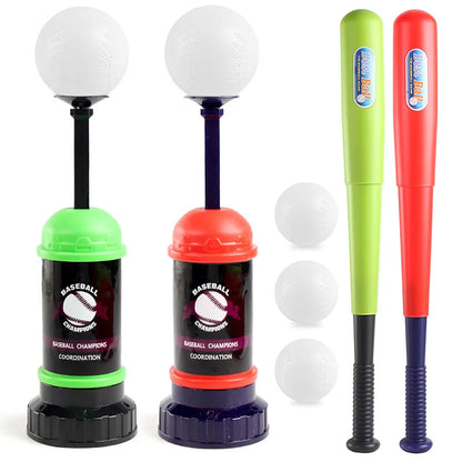 Boys Baseball Pitching Machine Toys Set with Carry Bag Ground Pegs Soft Baseball Outdoor Sports Games Training Toy Kids Gift