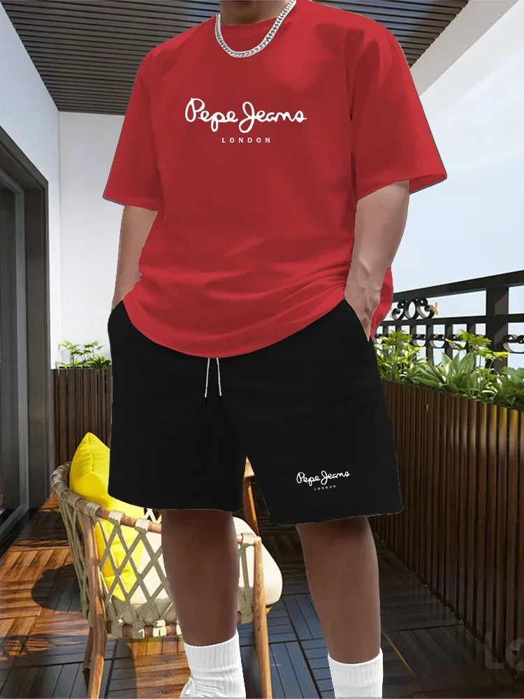 Men's Two-piece Sportswear Short Sleeved T-shirt and Pants Set Running and Fitness Sportswear 2026 Summer Big Discount