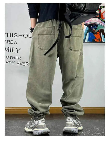 Japanese Streetwear High Quality Baggy Cargo Pants Harajuku Casual Men Clothing Plus Size Joggers Fashion Loose Work Trousers