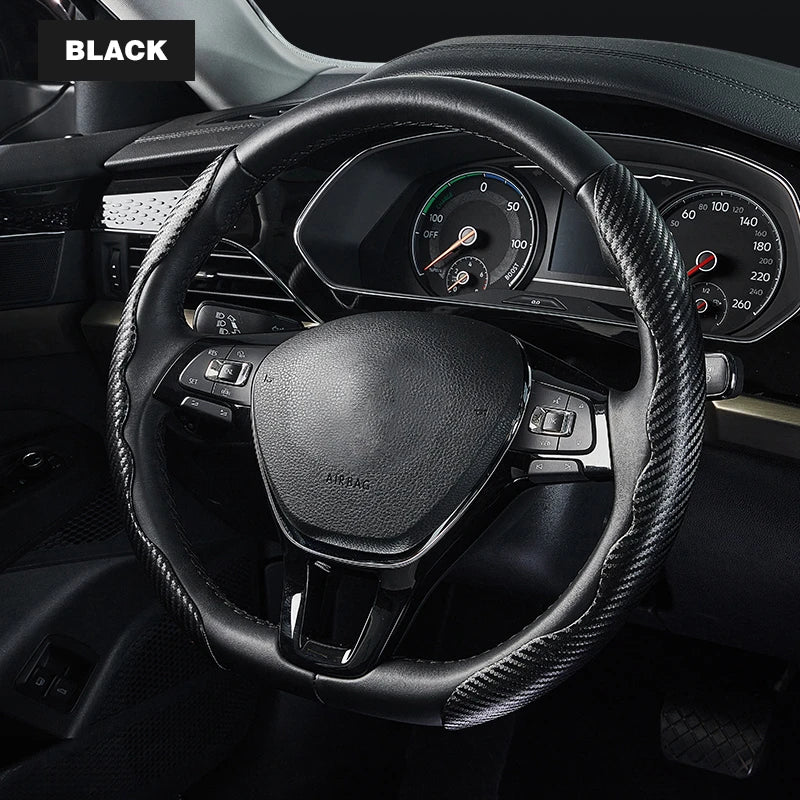 Universal Non-Slip Carbon Fiber Car Steering Cover Steering Wheel Booster Cover for Car Anti-skid Accessories