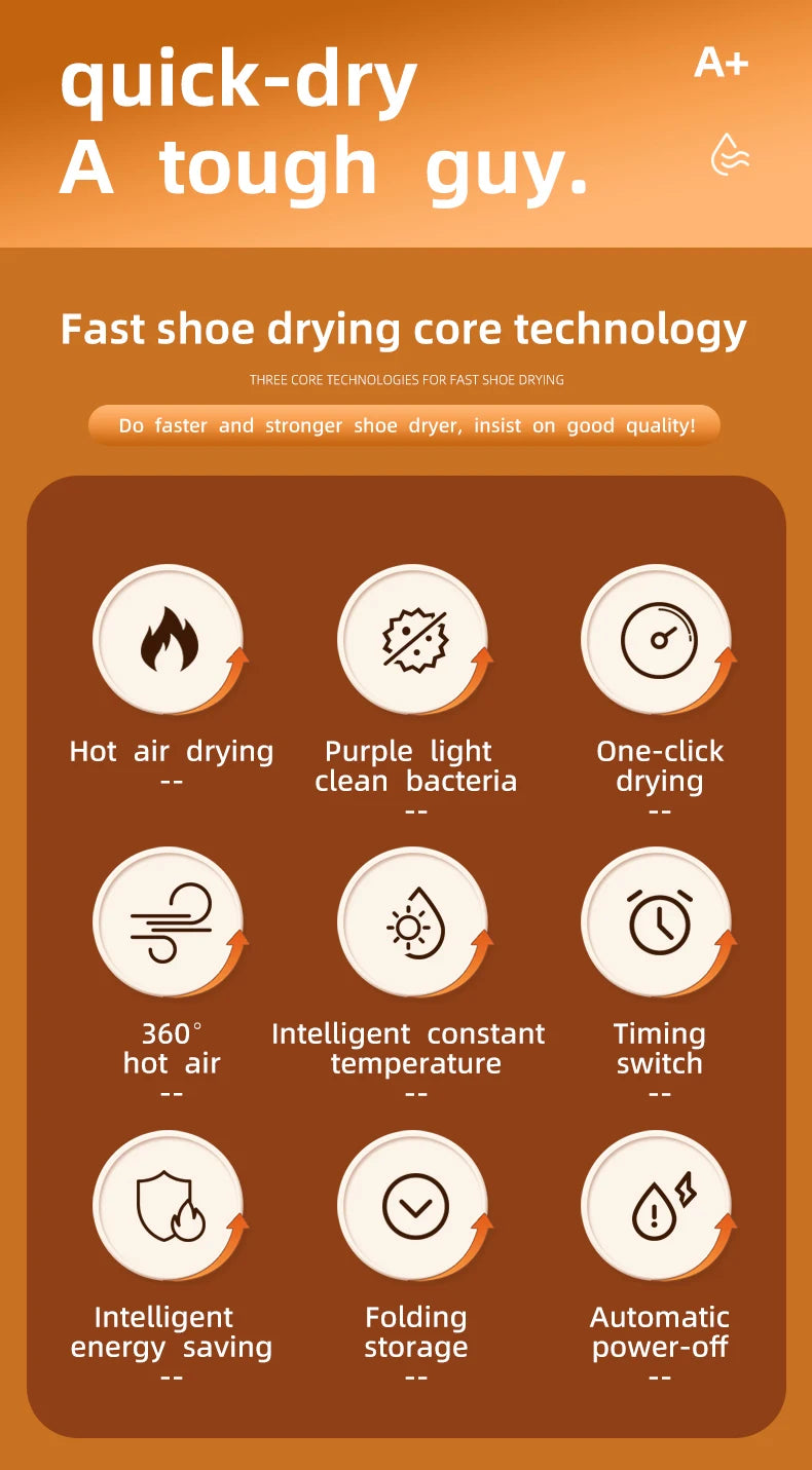 HOMEFISH Intelligent Shoe Dryer Quick Drying Deodorizing Sterilizing Adjustable Timer Household Shoe Warmer And Heater