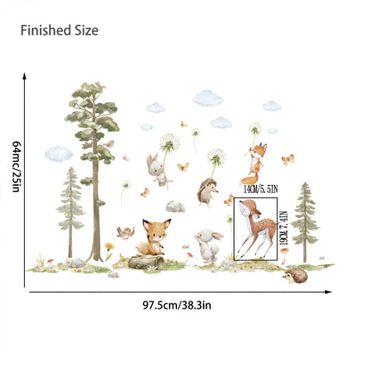 Cute Forest Animals Wall Stickers for Kids Rooms Children Boys Girls Baby Room Decoration Nursery Wallpaper Vinyl Elephant Lion