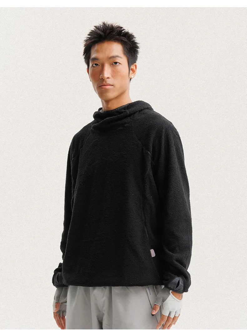 Unisex Lightweight Cloud Velvet Hooded Quick-Dry Shirt for Outdoor Sports: Classic Hood, Elastic Cuffs & Brand Logo Details