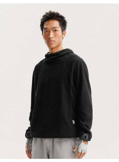 Unisex Lightweight Cloud Velvet Hooded Quick-Dry Shirt for Outdoor Sports: Classic Hood, Elastic Cuffs & Brand Logo Details