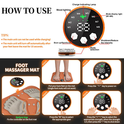 3D Smart Foot Massage Pad Feet Massager Improve Blood Circulation Relax Muscles Slim Legs Foot Pad Rechargeable