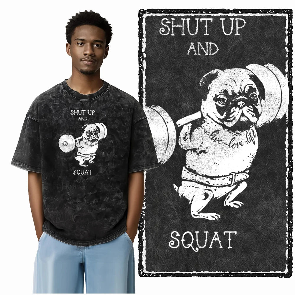 YG BODY BUILDING Printed Cotton Acid Washed Graphic Unisex T Shirt Cool CROSSFIT Streetwear Men Tshirts Big Size Tee for Men