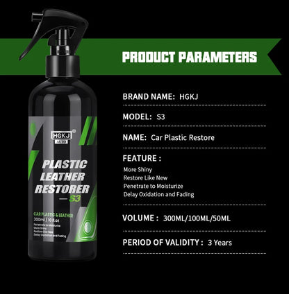 Car Plastic Leather Restorer Spray Polish Cleaner Coating Agent  Back To Black More Gloss Car Cleaning Products S3