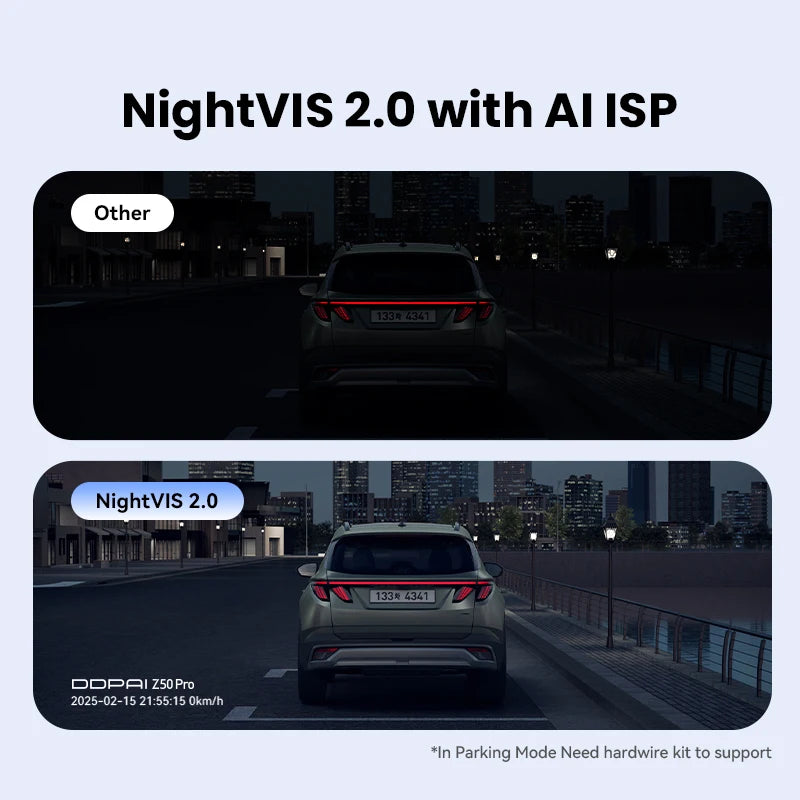 DDPAI Dash Cam Z50 Pro 4K HDR + 1080P Car DVR Night Vision Wi-Fi 6 GPS ADAS 24h Parking Monitor Front and Rear Camera Dashcam