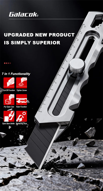 Stainless Steel Utility Knife 6 In 1 Multi-Function Opener Retractable Box Cutter Portable Office Home Courier Unboxing Knifes