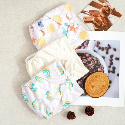 Happyflute 3-15KG 3Pcs Set Pocket Diaper Suede Cloth Inner Washable&Reusable Absorbent Ecological Adjustable Baby Nappy Cover