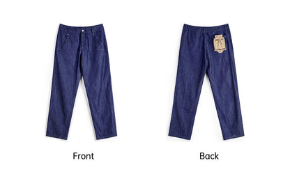Maden Men's Vintage Denim Jeans Washed Blue Lightweight Baggy Straight Wide Leg Zipper Casual Spring Summer Pants