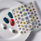 1PC Bohemia Nail Art Stickers 5D Bohemia Nail Sticker Decal Abstract Design Retro Blue Yellow Flower Self Adhesive Nail Supplies