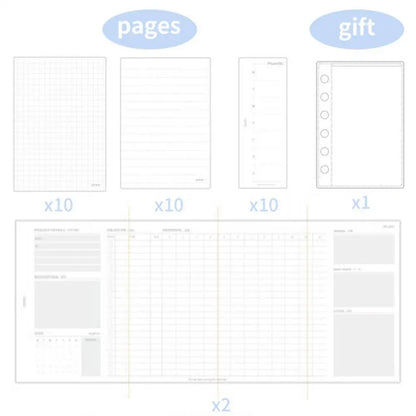 Binder Notebook Aesthetic Portable Detachable Pages Aesthetic Small Notebook Planner for Kids Adults School Classroom College
