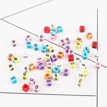 Hot! 100Pcs/Lot 6mm Mixed Many Kinds Acrylic Cube Square Number&Alphabet Letter Beads for Bracelet Necklace Jewelry Making DIY