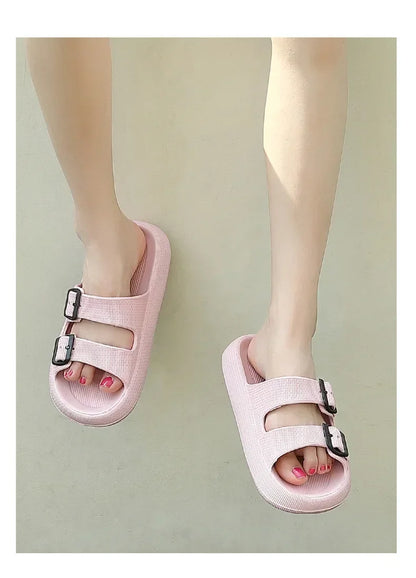 Women Summer Sandals Bathroom Home Slippers Outdoor Beach Slides Cloud Casual Soft Flip Flops Non Slip Men Male House New 2025