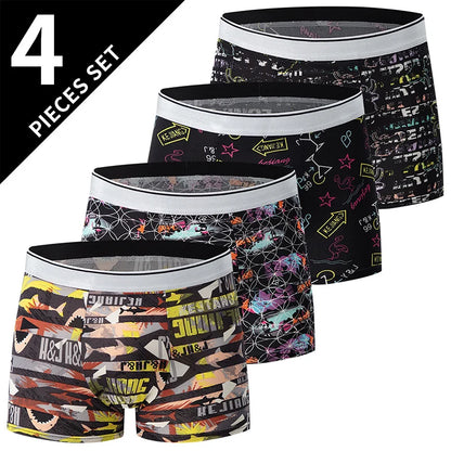 4/10piece Men's European And American Size Printed Fashionable Underwear Comfortable Plus Size Boxer Shorts Casual Sports Shorts