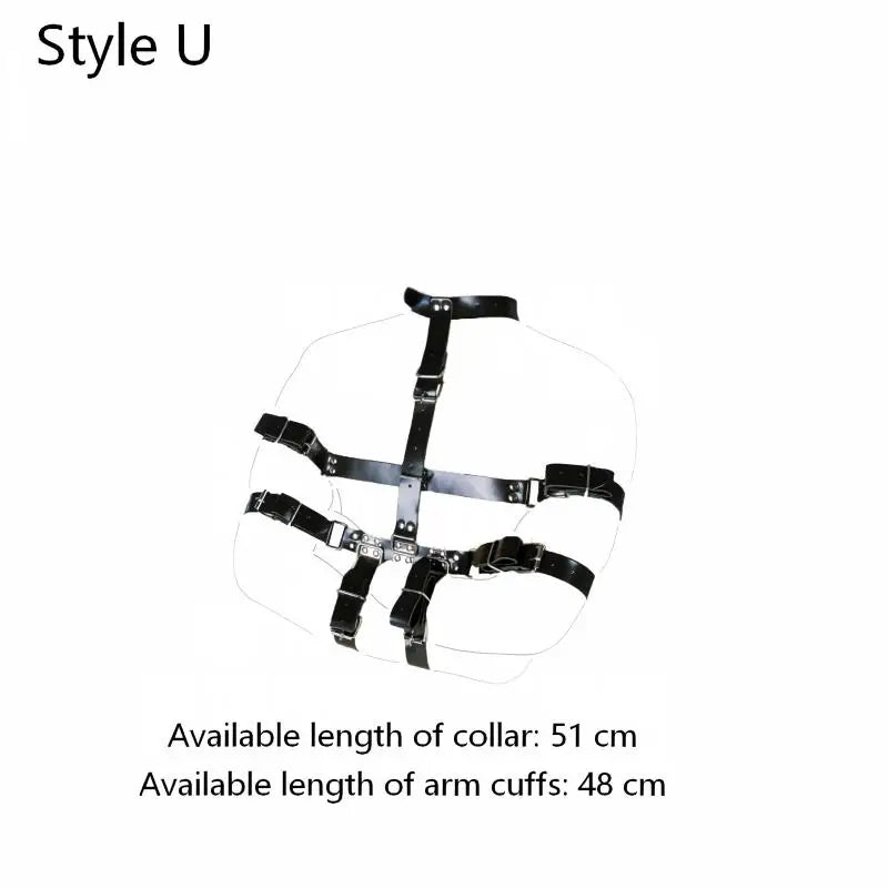 BDSM PU Leather Straitjacket Bondage Body Harness Adult Game Straight Jacket Halloween Clubwear Costume Armbinder Sex Toys Women
