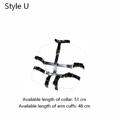 BDSM PU Leather Straitjacket Bondage Body Harness Adult Game Straight Jacket Halloween Clubwear Costume Armbinder Sex Toys Women