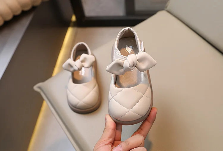 Children Leather Shoes for Girls Soft Spring Autumn New Baby Shallow Bow Solid Color Japanese Style Kids Versatile Casual Shoes