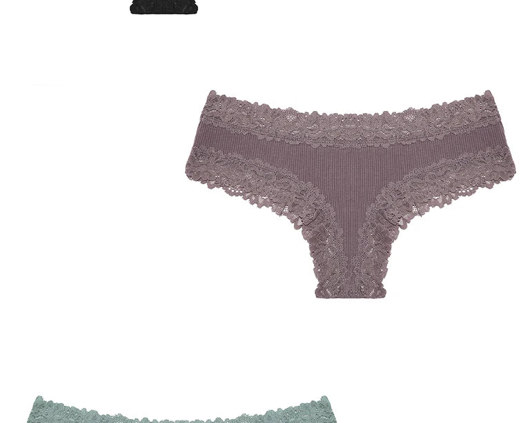 3PCS/Set Women Sexy Lace Panties Cotton Seamless Brazilian Panties Female Sexy Low Rise Soft Underwear G-String Lingerie S-XL