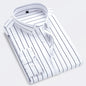 M-5XL 2023 Autumn New Men's Striped Shirt Solid Casual Long Sleeve Slim Fit Korean Edition Business Formal Laydown Shirt