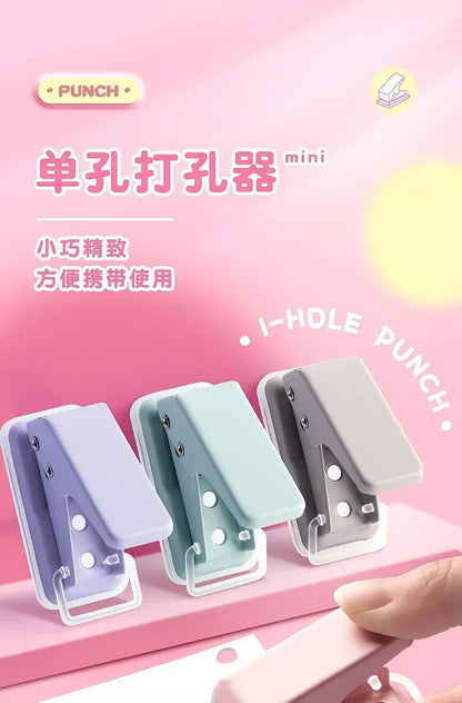 Mini Hole Punch 1 Hole Cute Paper Punch Portable Round Hole Puncher Paper Cutter Kawaii Office School Supplies Stationery Items