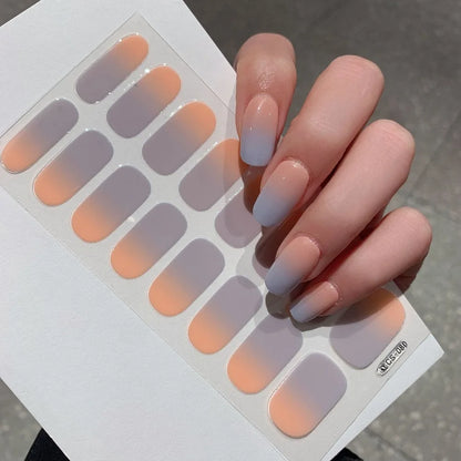 Semi-cured Gel Nail Stickers Solid Color Nail Semi-baked Tips Full Paste Nail Decals UV Lamp Need