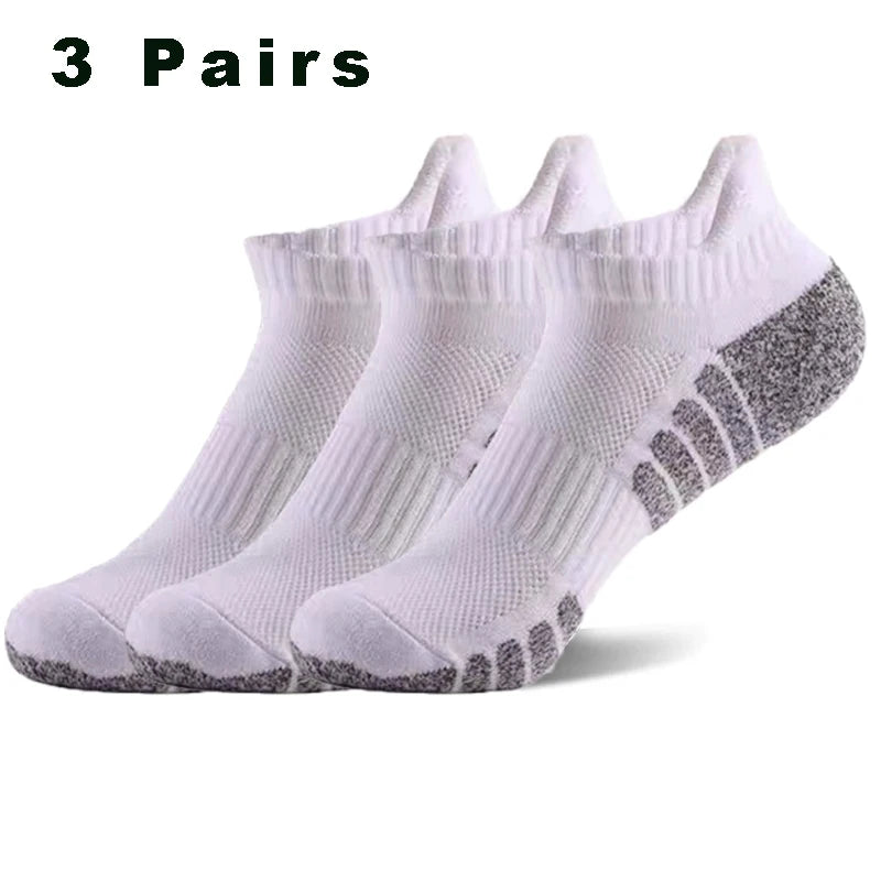 3 Pairs Professional Running Sports Fitness Ankle Socks Men's Towel Socks Outdoor Sports Short Socks Men And Women Socks GIFRS