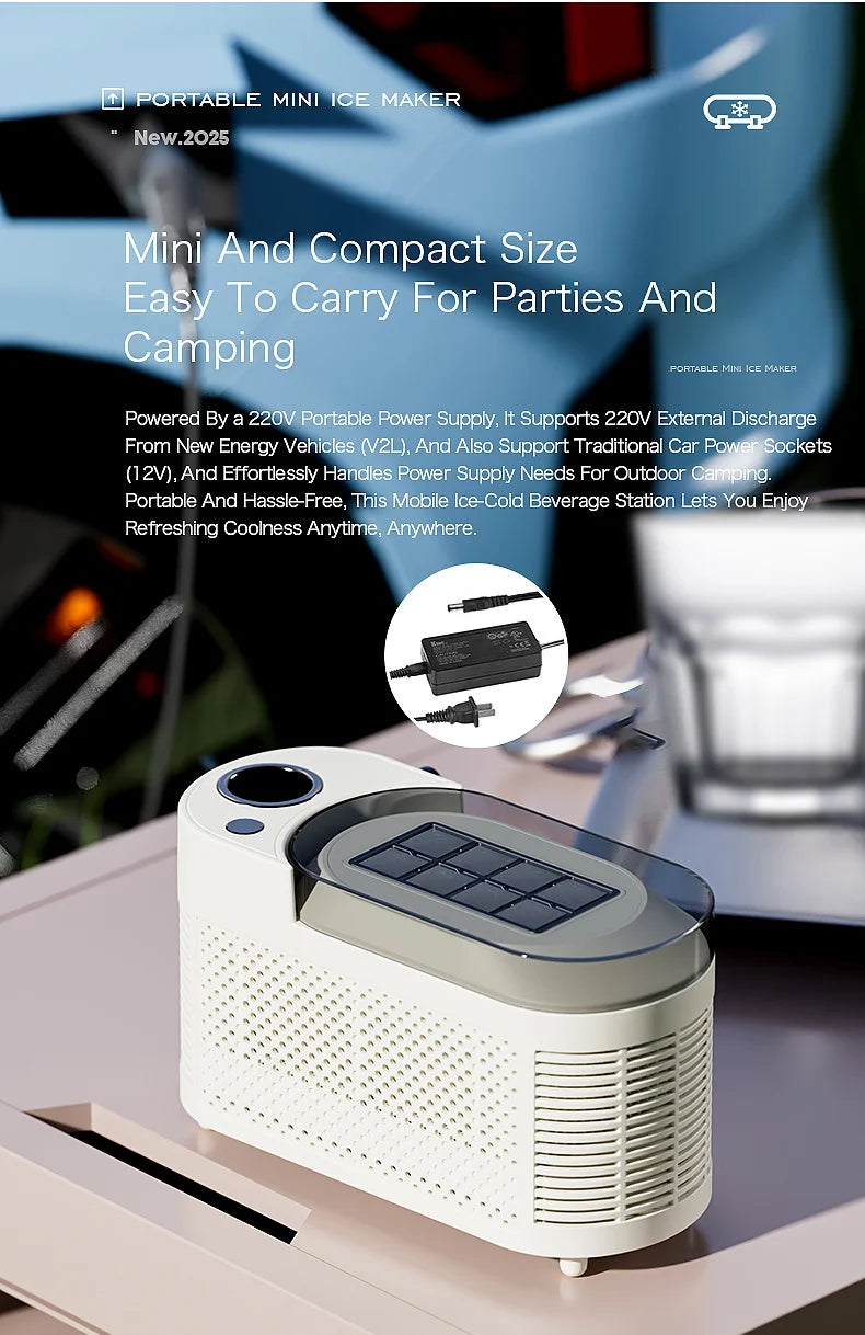 Electric Small Ice Maker Home Dormitory Office Camping Ice Automatic Ice Making Box Ice Machine Home Car Dual Use 12/110/220V