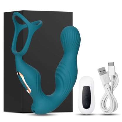Prostate Massager Vibrator Sex Toy for Men Anal Butt Plug Rechargeable 360 Rotating Head Remote Control Penis Ring Waterproof