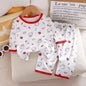 1Set Summer Pour Cotton Boy Girl Outfit Baby Infant T-shirt+Pant Set Kid Cartoon Clothe Set Children Solid Air Conditioning Suit