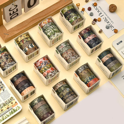 5 Rolls/Box Forest Plant Print Washi Tape Handmade Diy Diary Photo Album Decoration Masking Tape Set