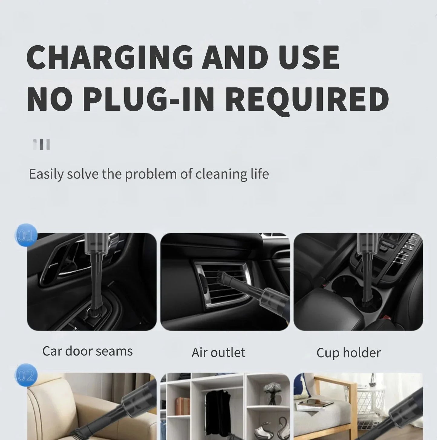 CENRR 980000PA Mini Car Vacuum Cleaner Strong Scution Powerful Wireless Car Cleaner HandHeld  Air Gun Portable Vacuum Cleaner