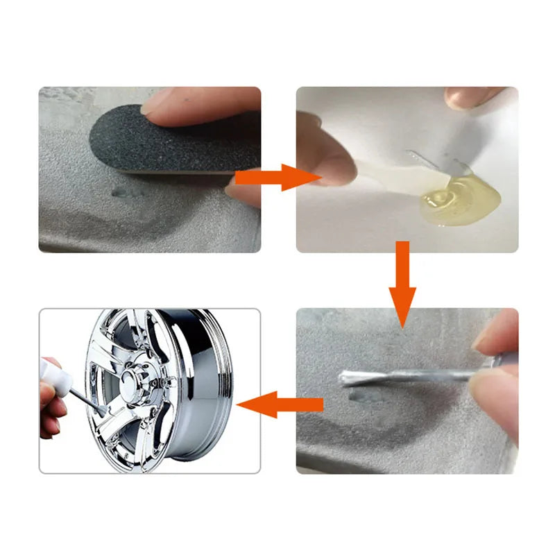 Silver Alloy Wheel Repair Kit Universal Vehicle Tire Wheel Scratch Remover For Car Rim Dent Paint Fix Tool Auto Accessories