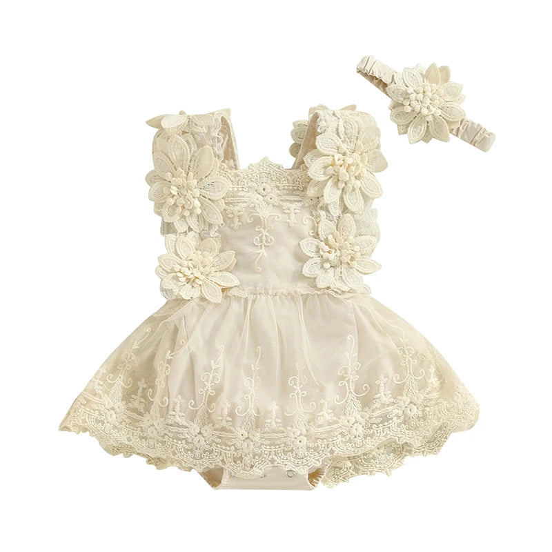 Baby Girl Summer Clothes Lace Romper Skirt Dress Princess Outfits Sleeveless Flower Newborn Outfit